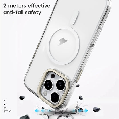 For iPhone 16 Pro Mirror Crystal Clear Lens Holder MagSafe Magnetic Phone Case(Transparent Grey) - iPhone 16 Pro Cases by buy2fix | Online Shopping UK | buy2fix