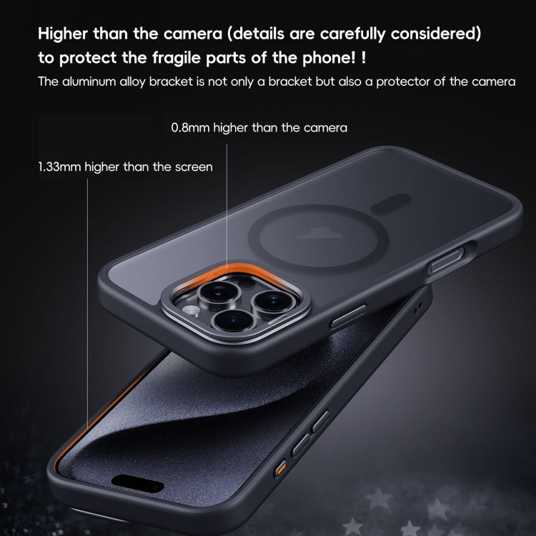 For iPhone 16 Frosted Lens Holder MagSafe Magnetic Phone Case(Puprle) - iPhone 16 Cases by buy2fix | Online Shopping UK | buy2fix