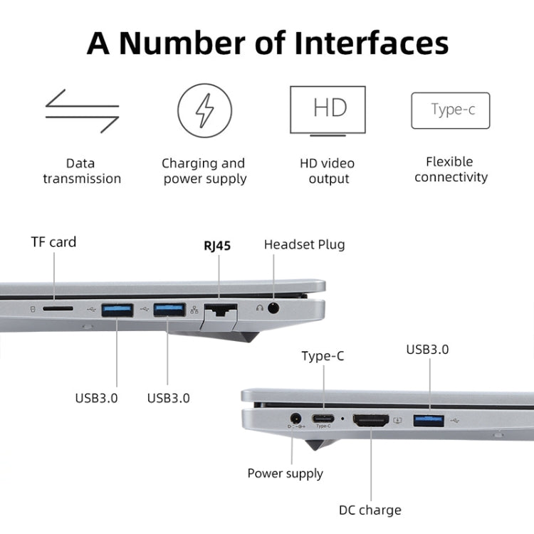 14 inch Windows 11 Laptop, 8GB+256GB, Gen 5th Intel Core i3 CPU, 180 Degree Rotation Axis(Silver) - Others by buy2fix | Online Shopping UK | buy2fix