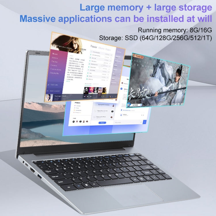 14 inch Windows 11 Laptop, 8GB+1TB, Gen 4th Intel Core i5 CPU, 180 Degree Rotation Axis(Silver) - Others by buy2fix | Online Shopping UK | buy2fix