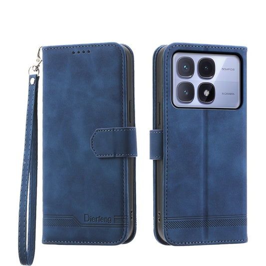 For Redmi K70 Ultra Dierfeng Dream Line TPU + PU Leather Phone Case(Blue) - Xiaomi Cases by buy2fix | Online Shopping UK | buy2fix