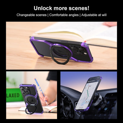 For iPhone 16 Pro Frameless Rotation Holder Magsafe Metal Phone Case(Dark Purple) - iPhone 16 Pro Cases by buy2fix | Online Shopping UK | buy2fix