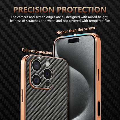 For iPhone 16 Pro Max AZNS Electroplated Edge Carbon Fiber Texture Phone Case(Blue) - iPhone 16 Pro Max Cases by AZNS | Online Shopping UK | buy2fix