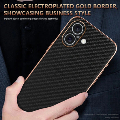 For iPhone 16 Plus AZNS Electroplated Edge Carbon Fiber Texture Phone Case(Green) - iPhone 16 Plus Cases by AZNS | Online Shopping UK | buy2fix