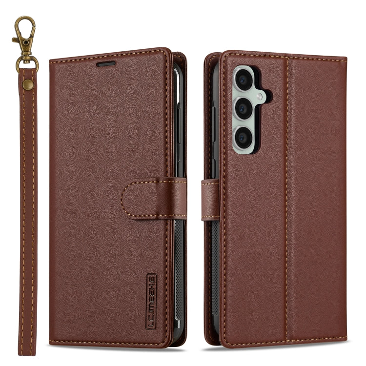 For Samsung Galaxy S24 5G LC.IMEEKE L2 Series Detachable Magsafe PU Phone Case with Lanyard(Brown) - Galaxy S24 5G Cases by LC.IMEEKE | Online Shopping UK | buy2fix