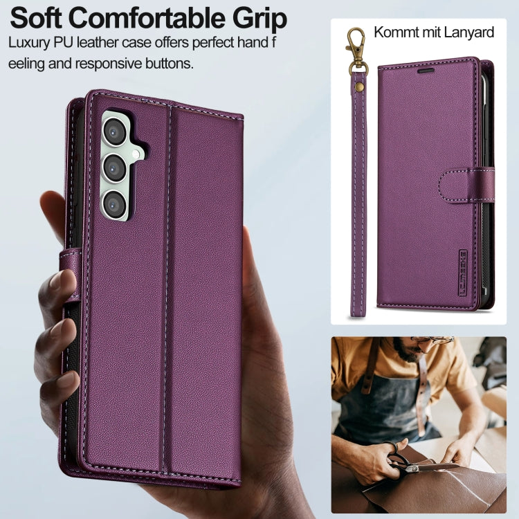 For Samsung Galaxy A55 5G LC.IMEEKE L2 Series Detachable Magsafe PU Phone Case with Lanyard(Purple) - Galaxy Phone Cases by LC.IMEEKE | Online Shopping UK | buy2fix