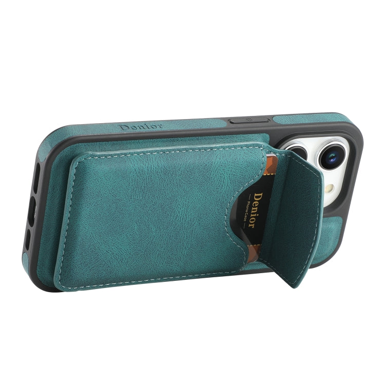 For iPhone 12 / 12 Pro Denior D19 Skin Feel MagSafe Detachable Card Slot Phone Case(Blue) - iPhone 12 / 12 Pro Cases by Denior | Online Shopping UK | buy2fix