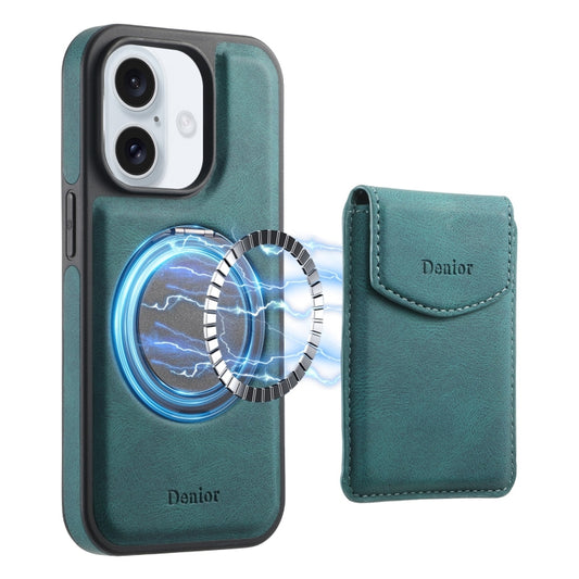 For iPhone 16 Plus Denior D20 Skin Feel MagSafe Holder Detachable Card Slot Phone Case(Blue) - iPhone 16 Plus Cases by Denior | Online Shopping UK | buy2fix