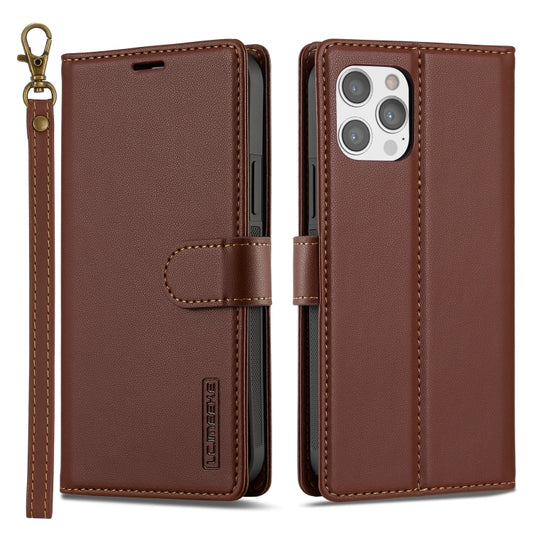 For iPhone 14 Pro Max LC.IMEEKE L2 Series Detachable Magsafe PU Phone Case with Lanyard(Brown) - iPhone 14 Pro Max Cases by LC.IMEEKE | Online Shopping UK | buy2fix