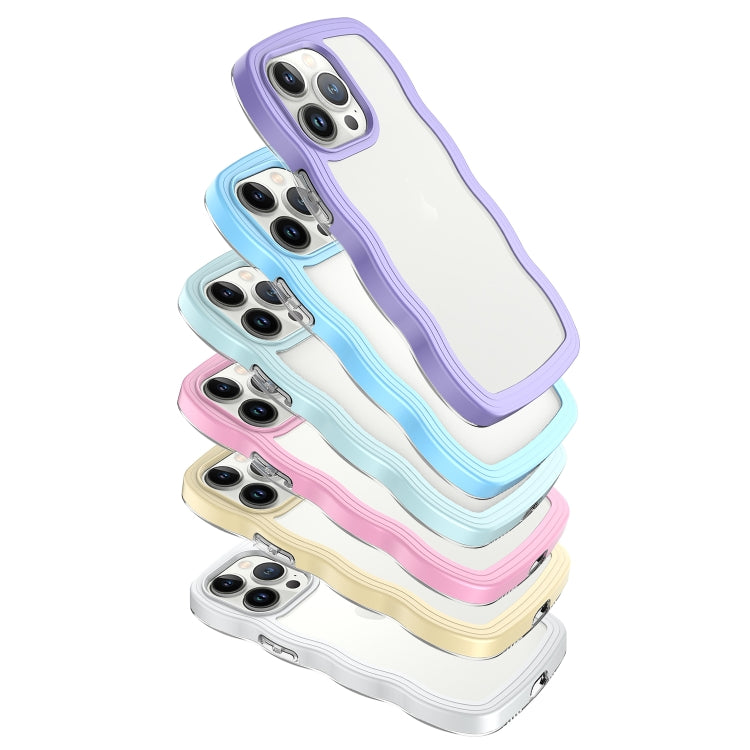 For iPhone 16 Pro Max Candy Color Wave TPU Clear PC Phone Case(Blue) - iPhone 16 Pro Max Cases by buy2fix | Online Shopping UK | buy2fix