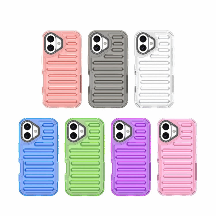 For iPhone 16 High Transparency TPU Hybrid PC Airbag Phone Case(Transparent Blue) - iPhone 16 Cases by buy2fix | Online Shopping UK | buy2fix