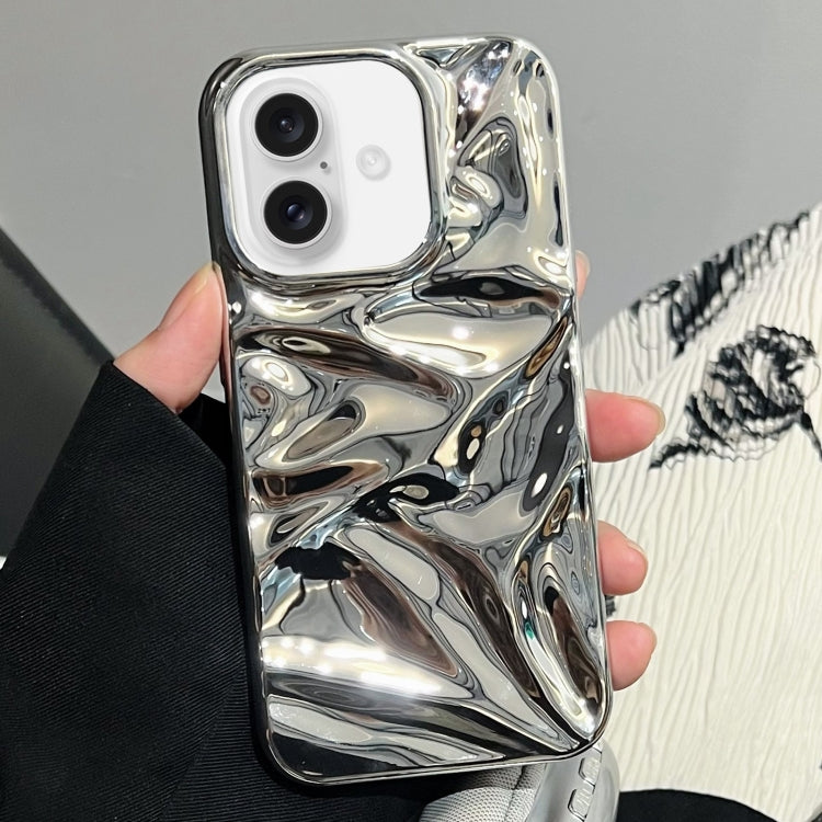 For iPhone 16 Water Ripple Electroplating Paint TPU Phone Case(Bright Silver) - iPhone 16 Cases by buy2fix | Online Shopping UK | buy2fix