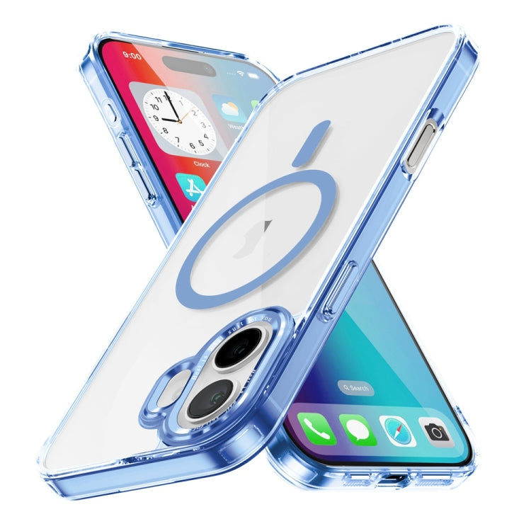 For iPhone 16 Plus Ice Color Magnetic Series Magsafe Magnetic PC Hybrid TPU Phone Case(Far Peak Blue) - iPhone 16 Plus Cases by buy2fix | Online Shopping UK | buy2fix