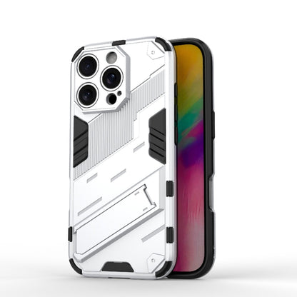 For iPhone 16 Pro Max Punk Armor 2 in 1 PC + TPU Phone Case with Holder(White) - iPhone 16 Pro Max Cases by buy2fix | Online Shopping UK | buy2fix