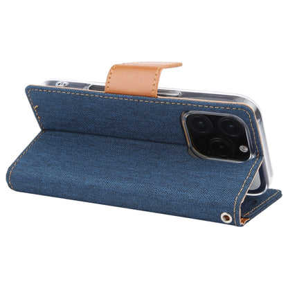 For iPhone 16 Pro Max GOOSPERY CANVAS DIARY Fabric Texture Flip Leather Phone Case(Navy Blue) - iPhone 16 Pro Max Cases by GOOSPERY | Online Shopping UK | buy2fix