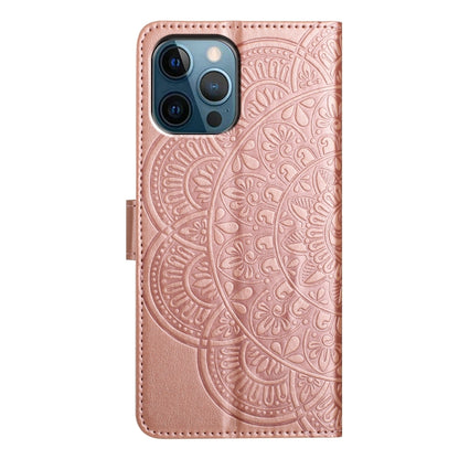 For iPhone 16 Pro Flower Embossed Leather Phone Case(Rose Gold) - iPhone 16 Pro Cases by buy2fix | Online Shopping UK | buy2fix