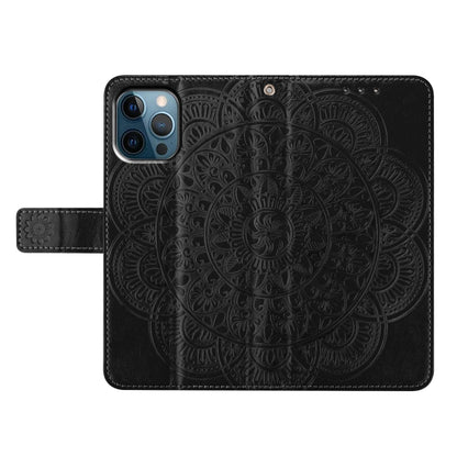 For iPhone 16 Pro Flower Embossed Leather Phone Case(Black) - iPhone 16 Pro Cases by buy2fix | Online Shopping UK | buy2fix