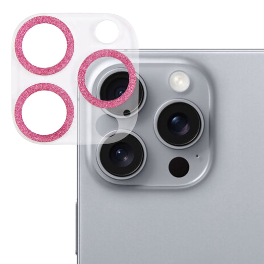 For iPhone 16 Pro / 16 Pro Max Glitter Ring Tempered Glass Camera Lens Film(Pink) - iPhone 16 Pro Max Tempered Glass by buy2fix | Online Shopping UK | buy2fix