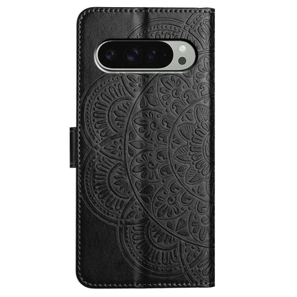 For Google Pixel 9 / 9 Pro Flower Embossed Leather Phone Case(Black) - Google Cases by buy2fix | Online Shopping UK | buy2fix