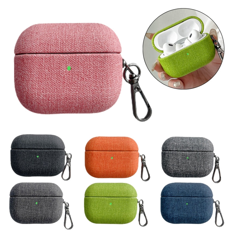 For AirPods 4 Fine Cloth Texture Earbuds Box PC Case with Hook(Green) - For AirPods 4 by buy2fix | Online Shopping UK | buy2fix