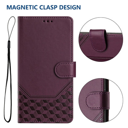 For Sony Xperia 10 VI 2024 Honeycomb Embossing RFID Leather Phone Case(Violet) - Sony Cases by buy2fix | Online Shopping UK | buy2fix