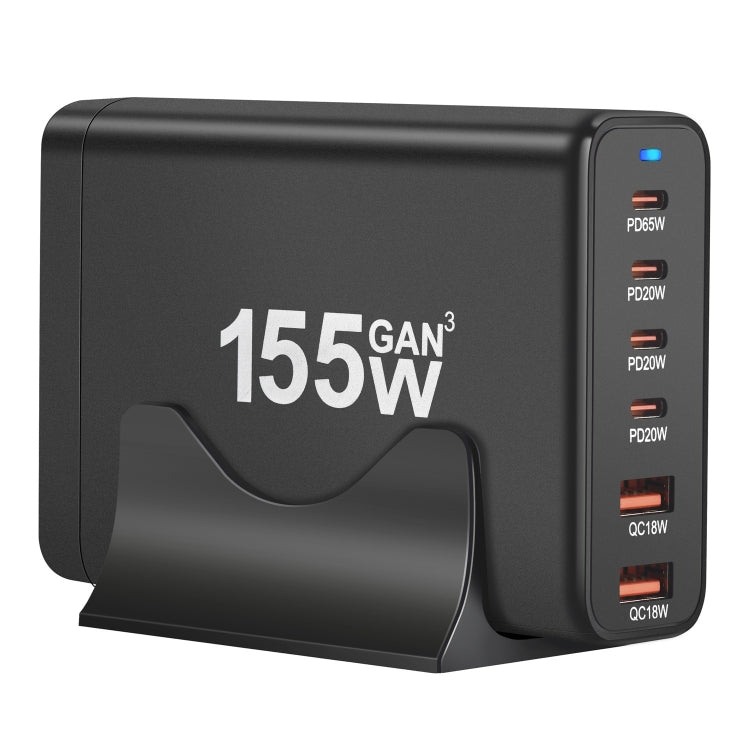 155W 4Type-C, 2USB 6-Ports Desktop Fast Charger, Plug Type:US Plug(Black) - Multifunction Charger by buy2fix | Online Shopping UK | buy2fix