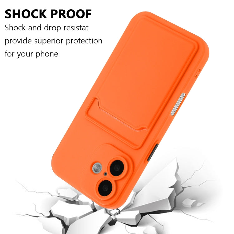 For iPhone 16 Skin Feel Card Contrast Color Button TPU Phone Case(Orange) - iPhone 16 Cases by buy2fix | Online Shopping UK | buy2fix