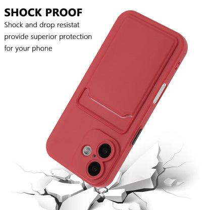 For iPhone 16 Skin Feel Card Contrast Color Button TPU Phone Case(Rose Red) - iPhone 16 Cases by buy2fix | Online Shopping UK | buy2fix