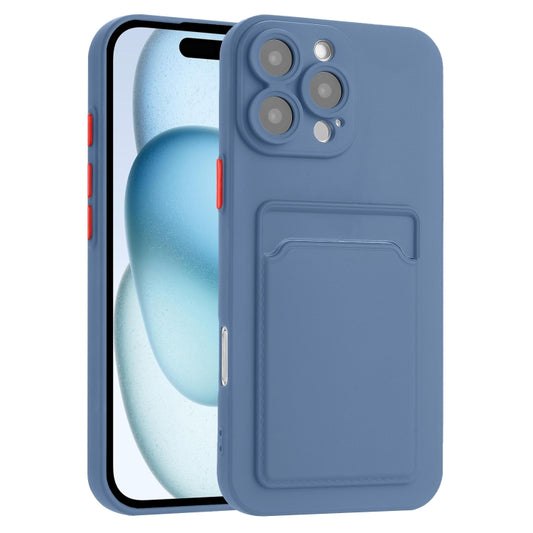 For iPhone 16 Pro Skin Feel Card Contrast Color Button TPU Phone Case(Sky Blue) - iPhone 16 Pro Cases by buy2fix | Online Shopping UK | buy2fix