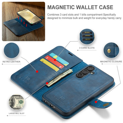 For Samsung Galaxy S24 FE 5G DG.MING Crazy Horse Texture Detachable Magnetic Leather Case(Blue) - Galaxy S24 FE 5G Cases by DG.MING | Online Shopping UK | buy2fix