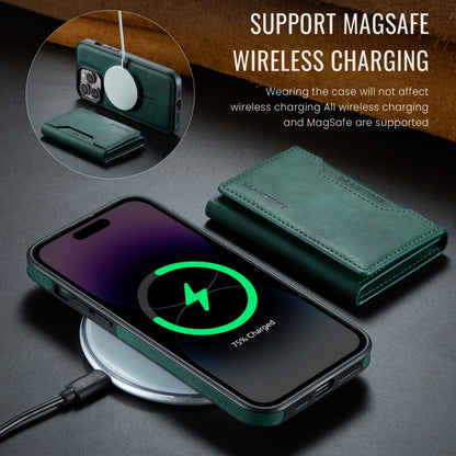 For iPhone 14 Pro DG.MING MAGKING-K2 Series MagSafe RFID Card Bag Detachable Phone Case(Green) - iPhone 14 Pro Cases by DG.MING | Online Shopping UK | buy2fix