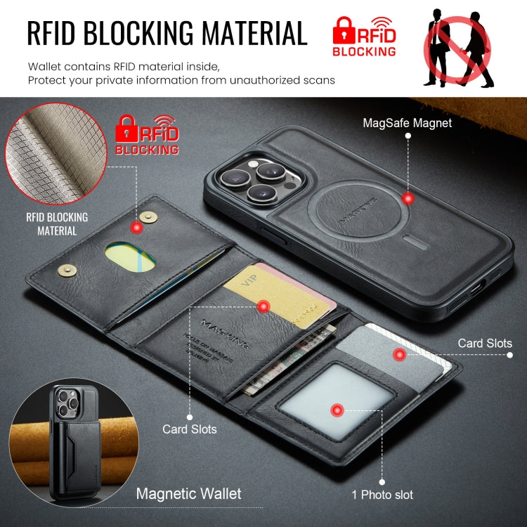 For iPhone 14 Pro Max DG.MING MAGKING-K2 Series MagSafe RFID Card Bag Detachable Phone Case(Black) - iPhone 14 Pro Max Cases by DG.MING | Online Shopping UK | buy2fix