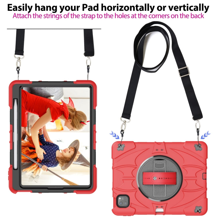 For iPad Pro 11 2022 / Air 10.9 2022 Bat Hand Grip Turntable Stand Tablet Case(Red Black) - iPad Pro 11 (2022/2021) Cases by buy2fix | Online Shopping UK | buy2fix