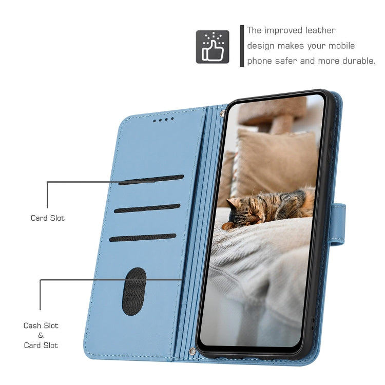 For Samsung Galaxy S25+ / S24+ 5G Embossed Kitten Phone Leather Case with Lanyard(Blue) - Galaxy S24+ 5G Cases by buy2fix | Online Shopping UK | buy2fix