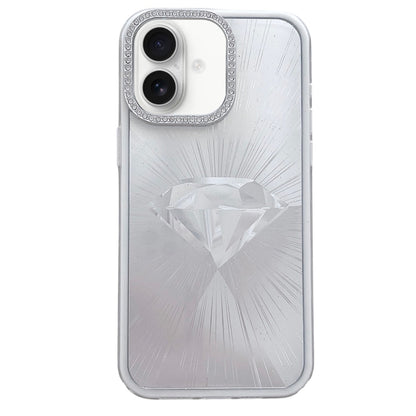 For iPhone 16 Plus Diamond Texture TPU Hybrid PC IMD Phone Case(White) - iPhone 16 Plus Cases by buy2fix | Online Shopping UK | buy2fix