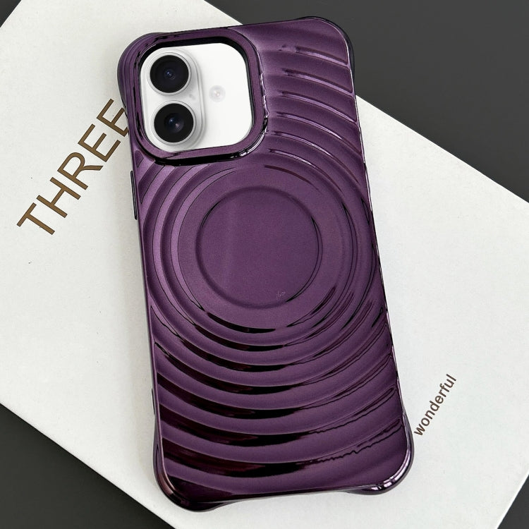 For iPhone 16 Plus Electroplating Wave MagSafe Phone Case(Purple) - iPhone 16 Plus Cases by buy2fix | Online Shopping UK | buy2fix