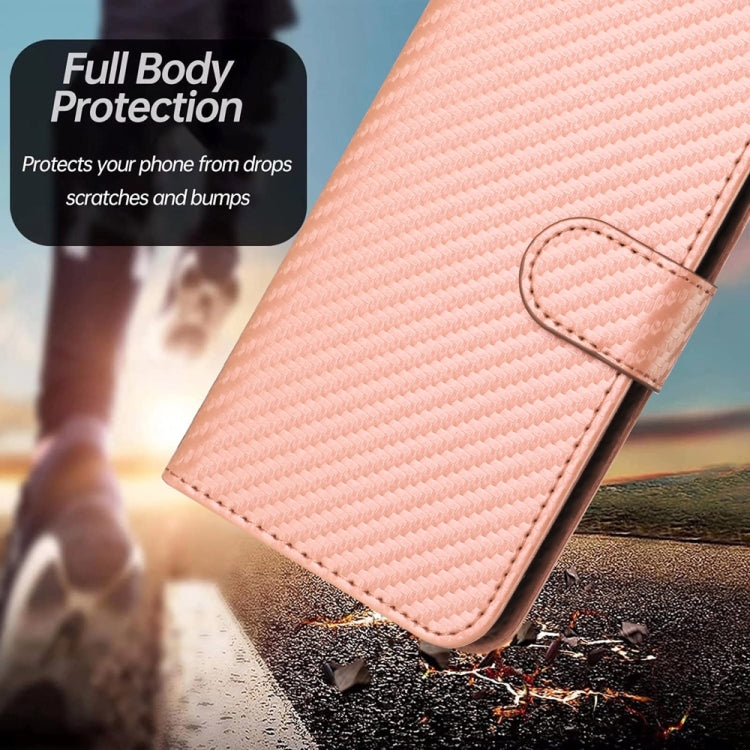 For Samsung Galaxy S25+ 5G YX0070 Carbon Fiber Buckle Leather Phone Case with Lanyard(Pink) - Galaxy S25+ 5G Cases by buy2fix | Online Shopping UK | buy2fix