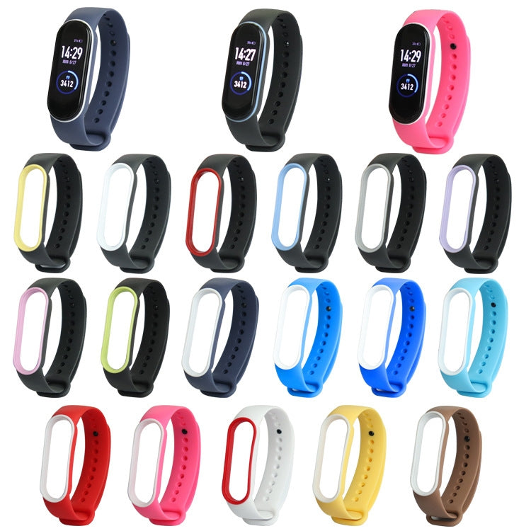 For Xiaomi Mi Band 5 Two-color TPE Watch Band(Black+Pink) - Watch Bands by buy2fix | Online Shopping UK | buy2fix