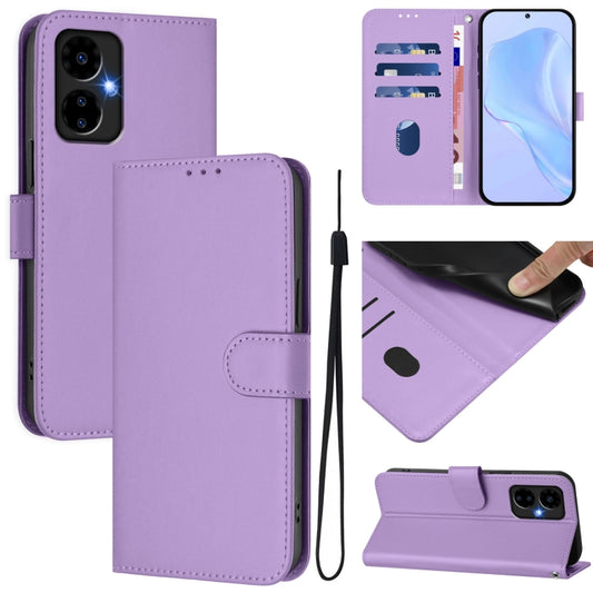 For Boost MobIle Celero 5G 2024 / 3 5G Skin Feel Solid Color Leather Phone Case with Lanyard(Lavender Purple) - More Brand by buy2fix | Online Shopping UK | buy2fix