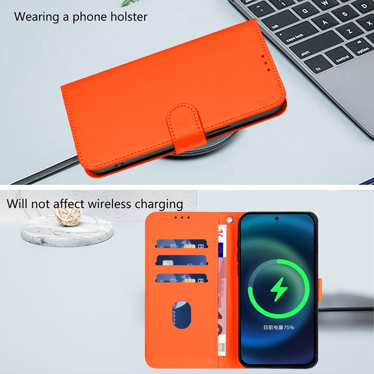 For Boost MobIle Celero 5G+ 2024 / 3+ 5G Skin Feel Solid Color Leather Phone Case with Lanyard(Orange) - More Brand by buy2fix | Online Shopping UK | buy2fix