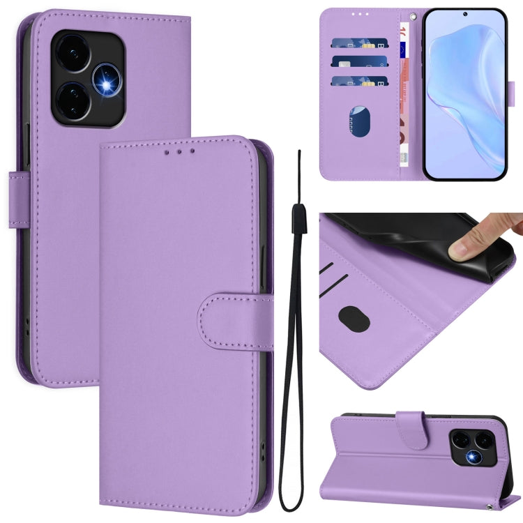 For Boost MobIle Celero 5G+ 2024 / 3+ 5G Skin Feel Solid Color Leather Phone Case with Lanyard(Lavender Purple) - More Brand by buy2fix | Online Shopping UK | buy2fix