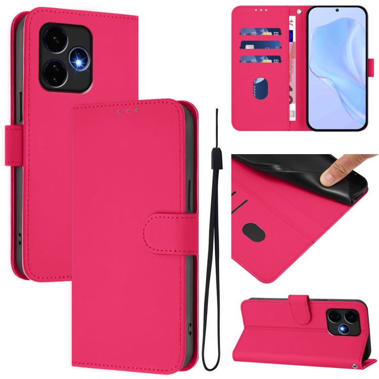 For Boost MobIle Celero 5G+ 2024 / 3+ 5G Skin Feel Solid Color Leather Phone Case with Lanyard(Rose Red) - More Brand by buy2fix | Online Shopping UK | buy2fix