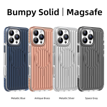 For iPhone 16 Pro Mutural Corrugated Texture Magsafe Magnetic Shockproof Phone Case(Silver) - iPhone 16 Pro Cases by Mutural | Online Shopping UK | buy2fix