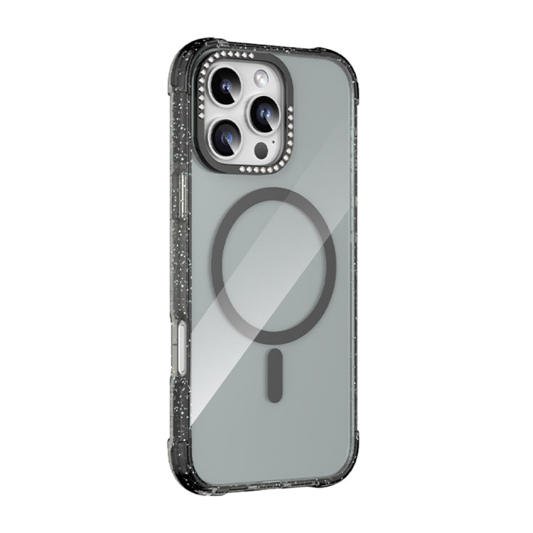 For iPhone 16 Pro Mutural Blink Series Glitter Edge MagSafe Magnetic Phone Case(Black) - iPhone 16 Pro Cases by Mutural | Online Shopping UK | buy2fix