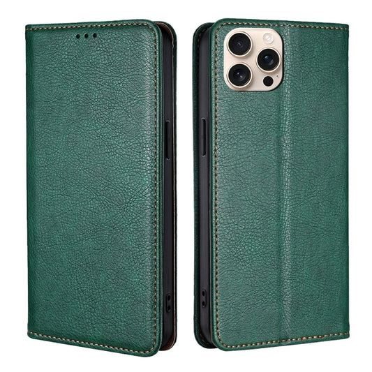 For iPhone 16 Pro Max Gloss Oil Solid Color Magnetic Leather Phone Case(Green) - iPhone 16 Pro Max Cases by buy2fix | Online Shopping UK | buy2fix