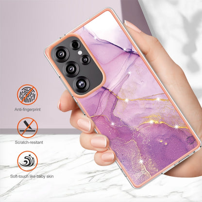 For Samsung Galaxy S25 Ultra 5G Electroplating Marble Pattern Dual-side IMD TPU Shockproof Phone Case(Purple 001) - Galaxy S25 Ultra 5G Cases by buy2fix | Online Shopping UK | buy2fix