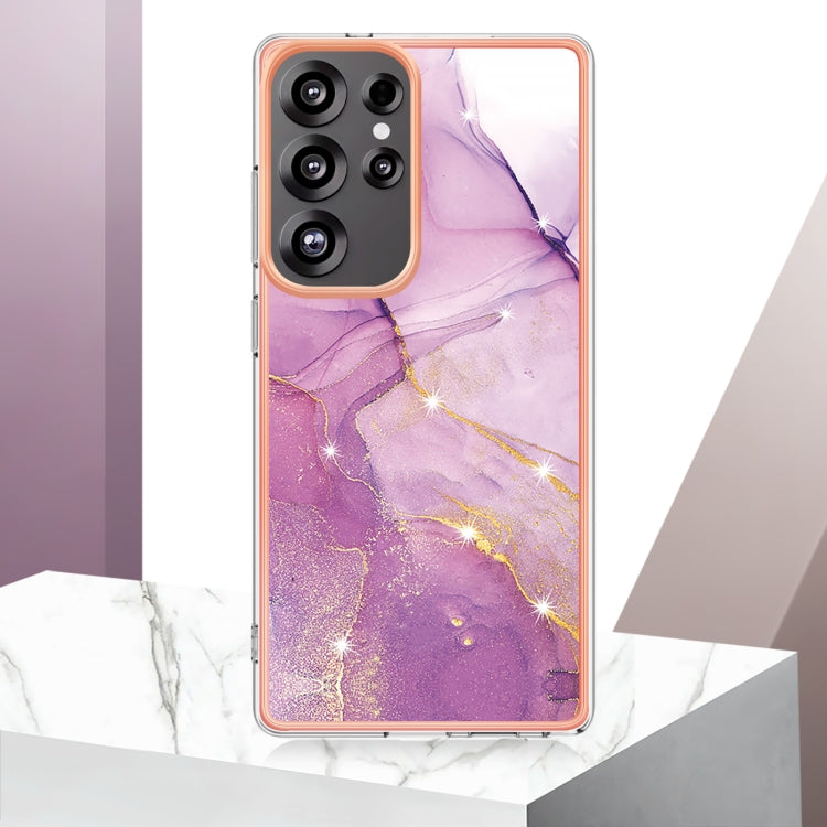 For Samsung Galaxy S25 Ultra 5G Electroplating Marble Pattern Dual-side IMD TPU Shockproof Phone Case(Purple 001) - Galaxy S25 Ultra 5G Cases by buy2fix | Online Shopping UK | buy2fix