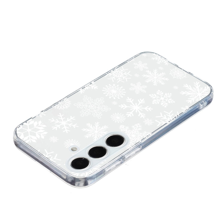 For Samsung Galaxy S25 5G Christmas Painted Pattern TPU Transparent Phone Case(Snowflakes) - Galaxy S25 5G Cases by buy2fix | Online Shopping UK | buy2fix