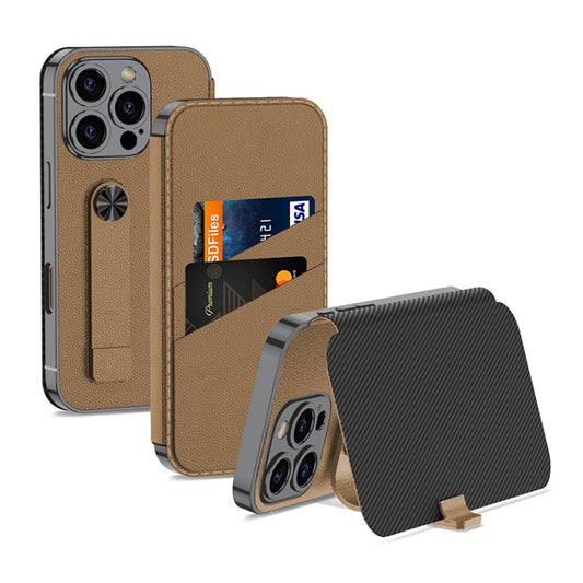 For iPhone 16 Pro Max GKK Plating Phantom Flip Leather MagSafe Phone Case(Brown) - iPhone 16 Pro Max Cases by GKK | Online Shopping UK | buy2fix