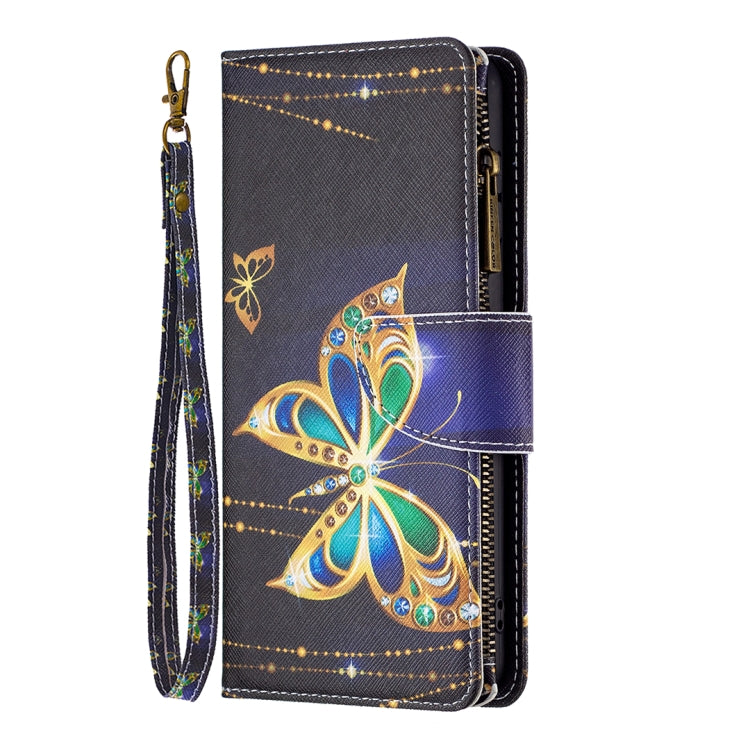 For Samsung Galaxy S25 5G Colored Drawing Pattern Zipper Leather Phone Case(Big Butterfly) - Galaxy S25 5G Cases by buy2fix | Online Shopping UK | buy2fix